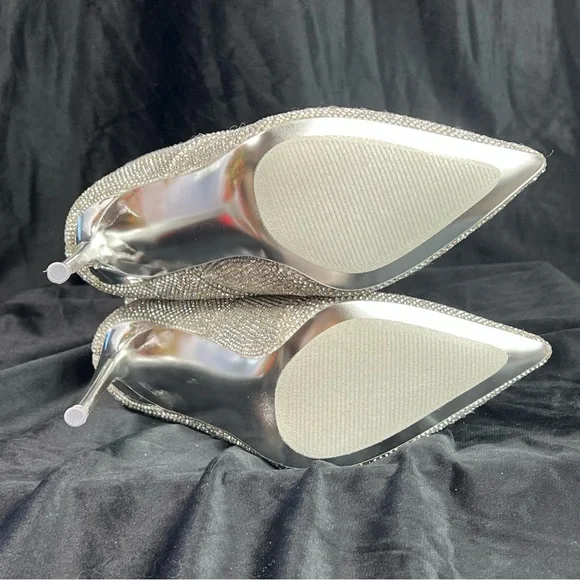New in box, Steve Madden Rhinestones Silver Puffer Stiletto Dress Booties - Picture 4 of 9